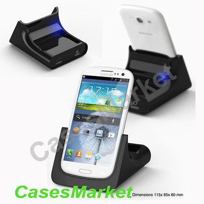 USB Sync 2nd Battery Cradle Audio Dock Charger f Samsung Galaxy S III