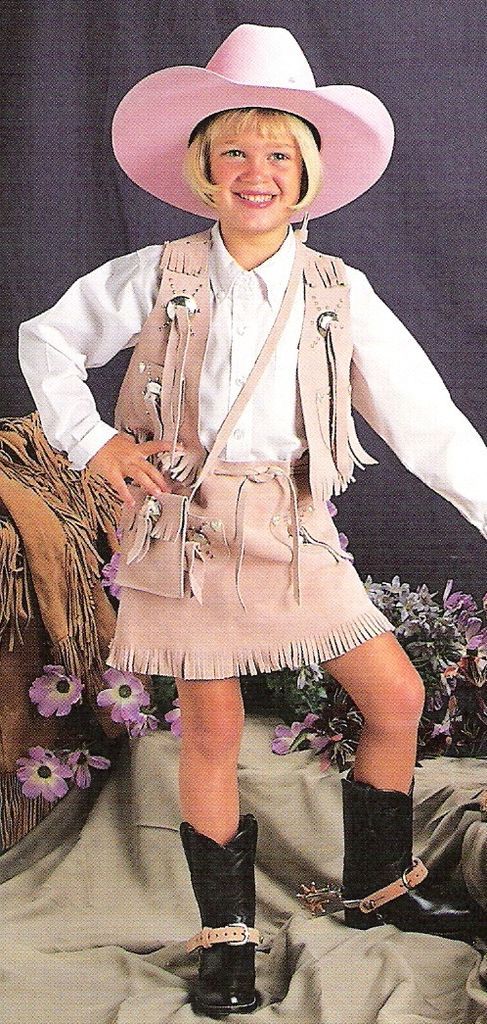 Kids  SKIRT & VEST  Set, PINK or BROWN Cowhide Leather Cowboy Western