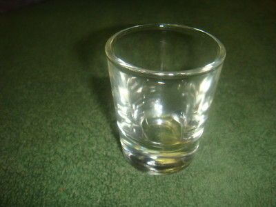 VINTAGE/MID CENTURY SIGNED DOMINION GLASS CLEAR WEIGHTED DOUBLE SHOT