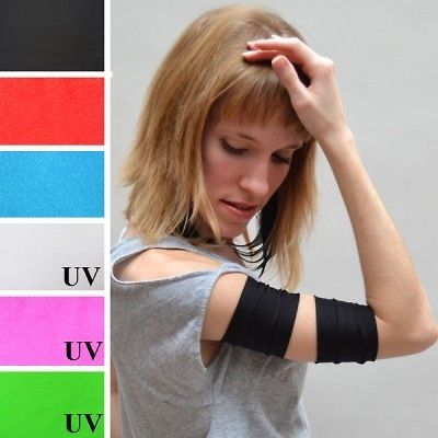 Chic Black Roller Derby Arm Bands Cyber Stretchy Athletic Arm Cuffs