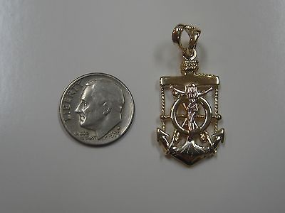 Sailors Cross Charm Pendant 14k yellow rose solid gold FISHING