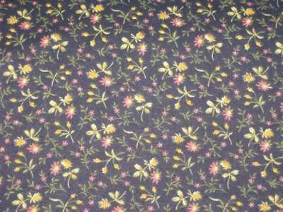 Curtain VALANCE Tiny Gold and Mauve Floral on Black