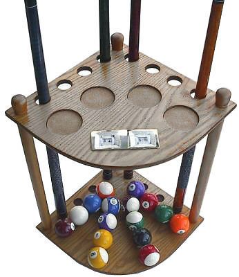 Cue Stick Pool Table Ball Rack W/ Scorer Oak Finish