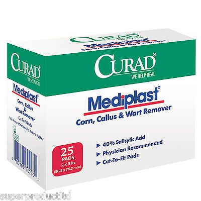 CURAD Mediplast Corn Wart Callus Remover Pads bandages Medline Single