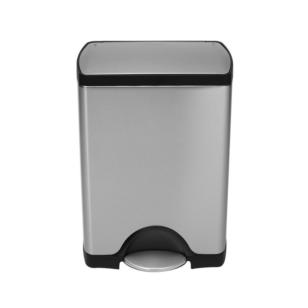 simplehuman Step Trash Can Rectangular w/ Wheels Stainless Steel 30