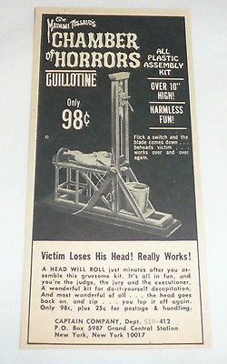 small 1966 Aurora model ad ~ CHAMBER HORRORS GUILLOTINE