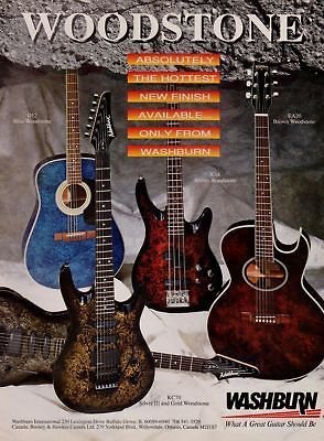 1990 WASHBURN D12 KC70 XS4 EA20 WOODSTONE GUITAR PRINT AD