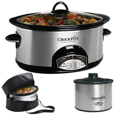 Crock Pot SCCPVP609 S 6 Quart Slow Cooker w/ Travel Bag & Little