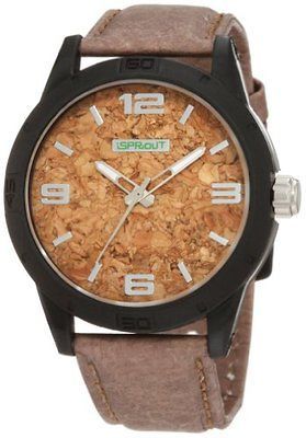 Sprout Mens ST/3401BKBKBN Cork Dial Brown Tyvek Strap