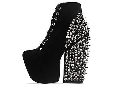 SALE AUTH. JEFFREY CAMPBELL, FREDA SPIKE PLATFORM BLACK SUEDE