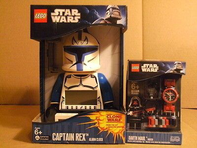 Lot of 2 Lego Star Wars Alarm Clock & Watch DARTH MAUL CAPTAIN REX