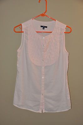 NEW GAP Tank Blouse Size XS Shell 100% Cotton Ruffles Button Down Pink