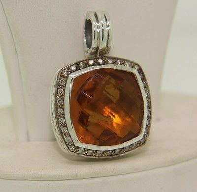 David Yurman 925 17mm Moonlight Ice Yellow Citrine Diamond Pendant