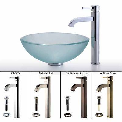 Kraus Frosted Glass Vessel Sink & Sheven Faucet Set