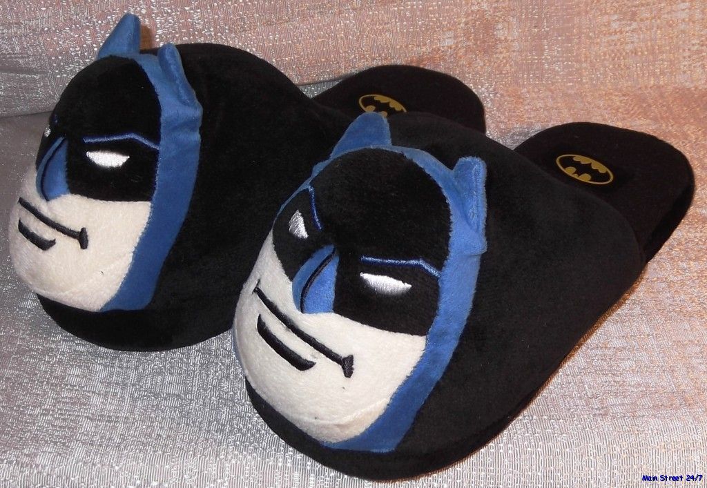 DC Comics BATMAN Face Mens Plush SLIPPERS