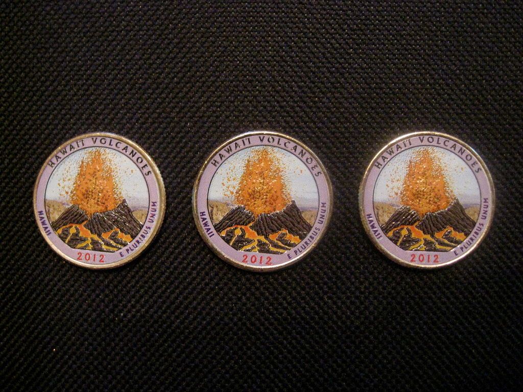 2012 Colorized Hawaii Volcanoes National Park Quarters   P, D, S Mint