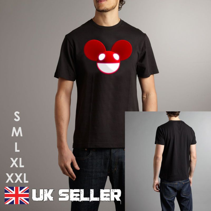 DEADMAU5 STYLE 100% COTTON **FULL COLOUR BLACK T SHIRT