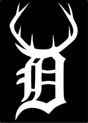 WHITE DETROIT TIGERS Baseball Team Car Window Decal Sticker Buck