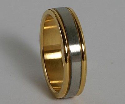 316L Stainless Steel Two Tone Silver Rings Wedding Band