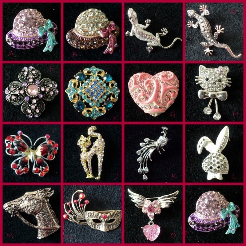 Pretty Glitzy Kitsch Brooch ~ Free P&P ~ Gift Idea ~ Various Designs