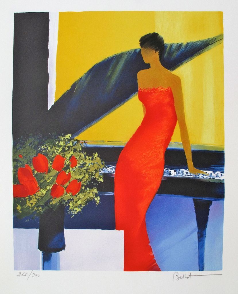 EMILE BELLET MUSIQUE ROUGE Hand Signed Limited Editon Lithograph