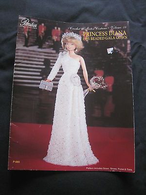 Diana 1985 Beaded Gala Gown Pattern Crochet Fashion Doll Barbie