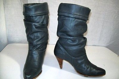 Vintage ACME DINGO Women GRAY Leather Tall PIRATE SLOUCH BoHo Boots 9