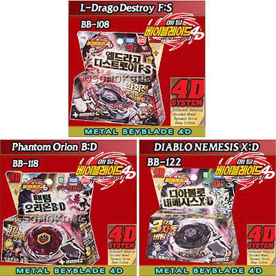 Beyblade 4D DIABLO NEMESIS + L Drago Destroy + PHANTOM ORION w