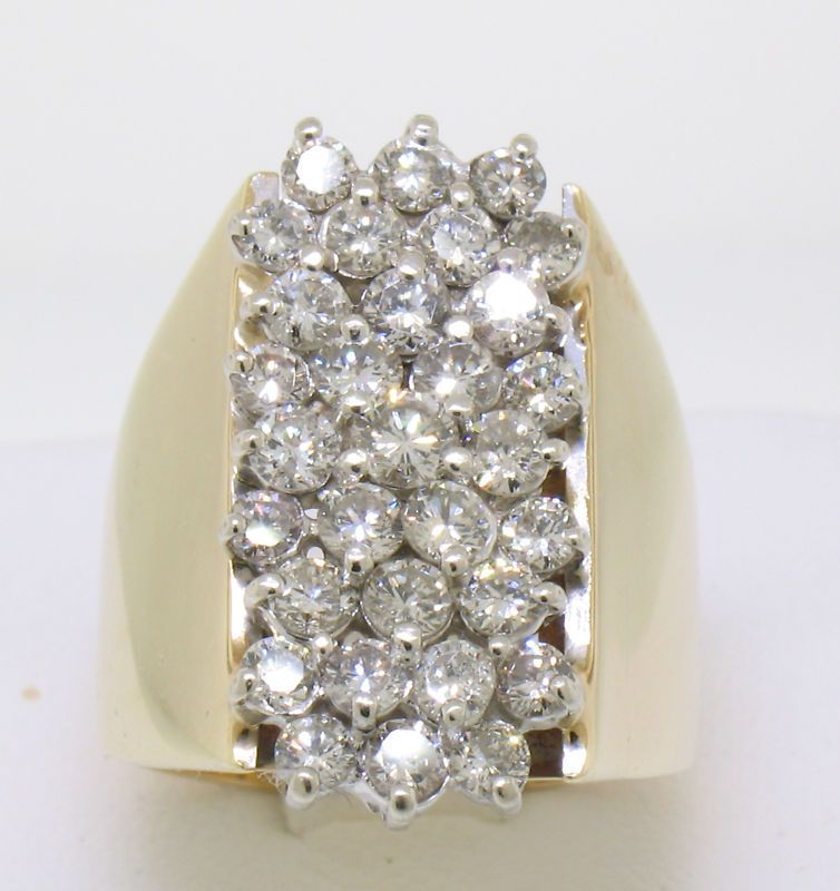 14k solid gold elongated diamond cluster ring large 