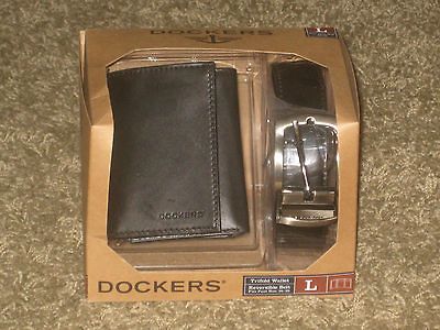 Dockers Leather Gift Set Wallet & Belt Mens Large or XL