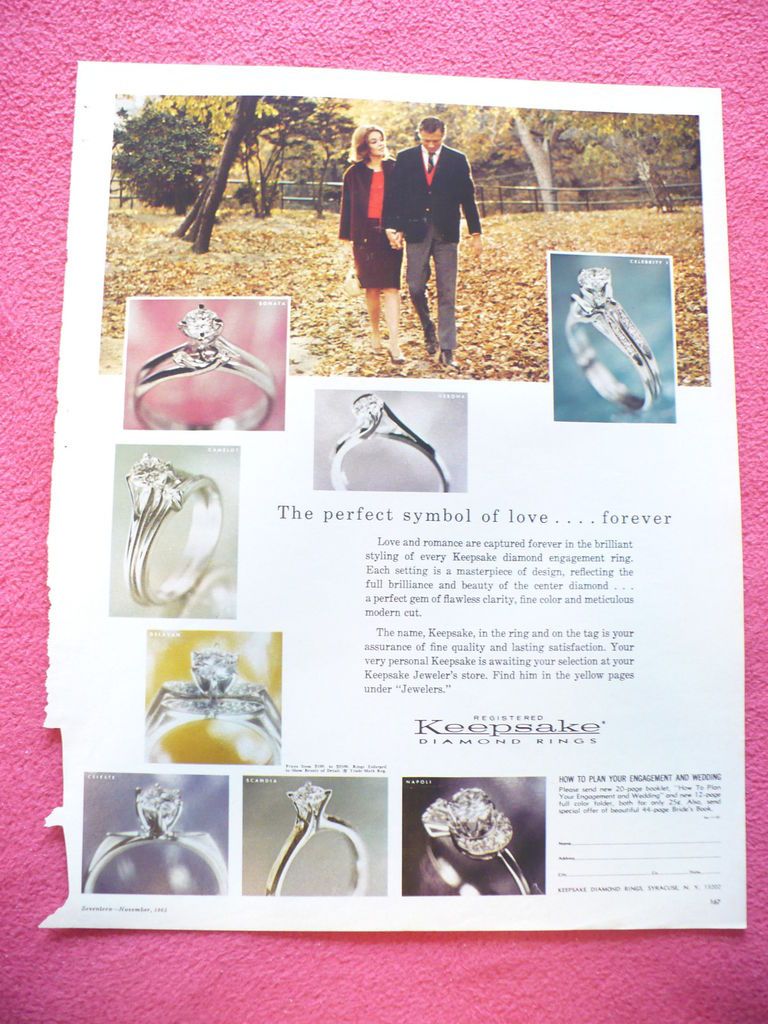 SYMBOL OF LOVE COUPLE IN LEAVES KEEPSAKE DIAMOND RING JEWELRY AD