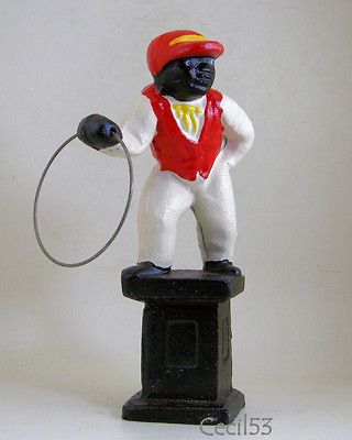 JOCKO BLACK LAWN JOCKEY DOOR STOP STATUE CAST IRON   SHIPS FREE