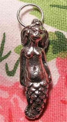 Sterling Silver 3D OCEAN MERMAID CHARM w/ TAIL FLIPPED UP BEHIND HER