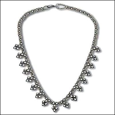 Sergio Gutierrez Liquid Metal Silver Necklace Dimond Shape Detail Drop