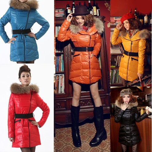 Arrival 2012 Women Down Coat Parka Fur Hooded Winter Warm Long Jacket