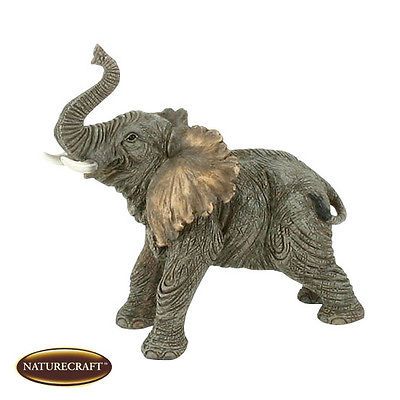 17cm Elephant With Trunk Up Ornament. Naturecraft Figurine / Statue