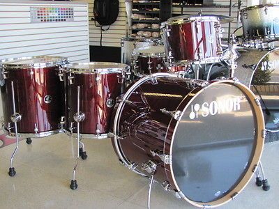 Sonor Session Maple Drum Set Transparent Cherry Red Stain 22 4pc
