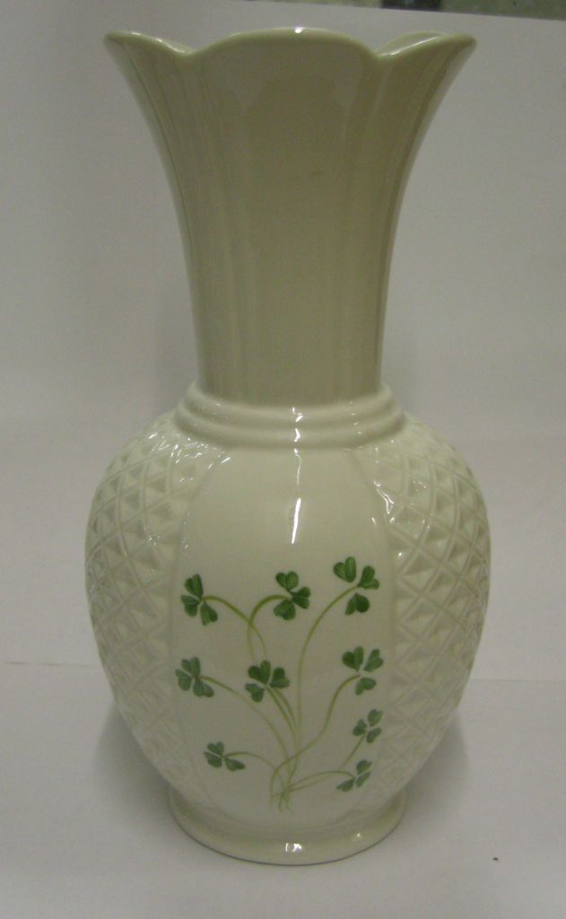 Irish DONEGAL BELLEEK CHINA SHAMROCK VASE 25.5cm TALL