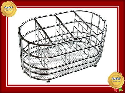 Oval Kitchen Chrome Tidy Cutlery Caddy Holder Sink Drainer with 4