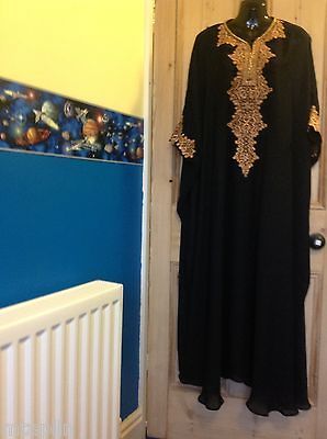 Dubai moroccan gold embroidary sequin beads abaya kaftan farasha maxi