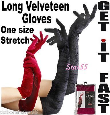 Long Stretch 20s 30s Flapper Charleston Moll Fancy Dress GLOVES O/S