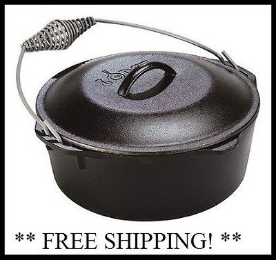 2pc Cast Iron 5qt Dutch Oven Casserole Pot w/ Lid Cover Bail Handle