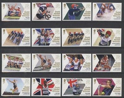 SET OF 29 STAMPS   2012 LONDON OLYMPICS TEAM GB GOLD MEDAL WINNERS
