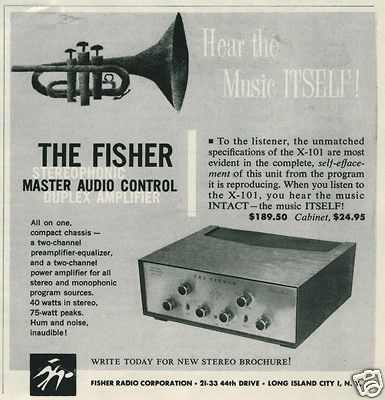 1959 FISHER X 101 Duplex Stereo Amplifier Print Ad