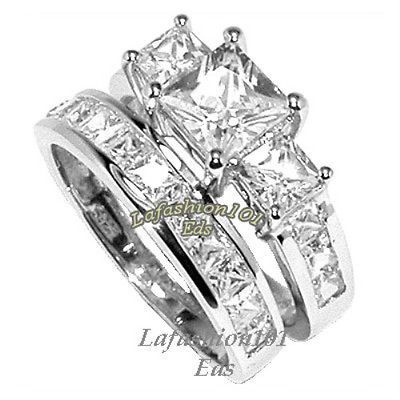 3pcs TITANIUM STAINLESS STEEL His Hers WEDDING RING SET WOMENS MENS