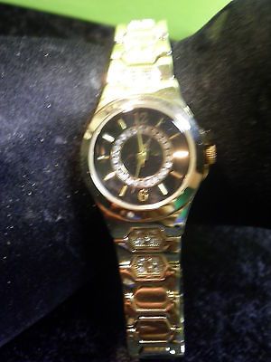 Ladys Allude Quartz Watch Gold Tone Band Set W Rhinestones New