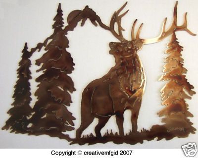 BULL ELK MTS WILDLIFE RUSTIC METAL ART NORTHWOODS HUNTING CABIN LODGE