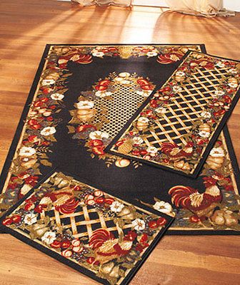1PC AREA RUG COUNTRY ROOSTER FLOWER FLORAL AREA THEMED RUG