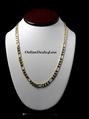 MENS FIGARO CHAIN 14K GOLD FINISH 22 INCH & 6MM