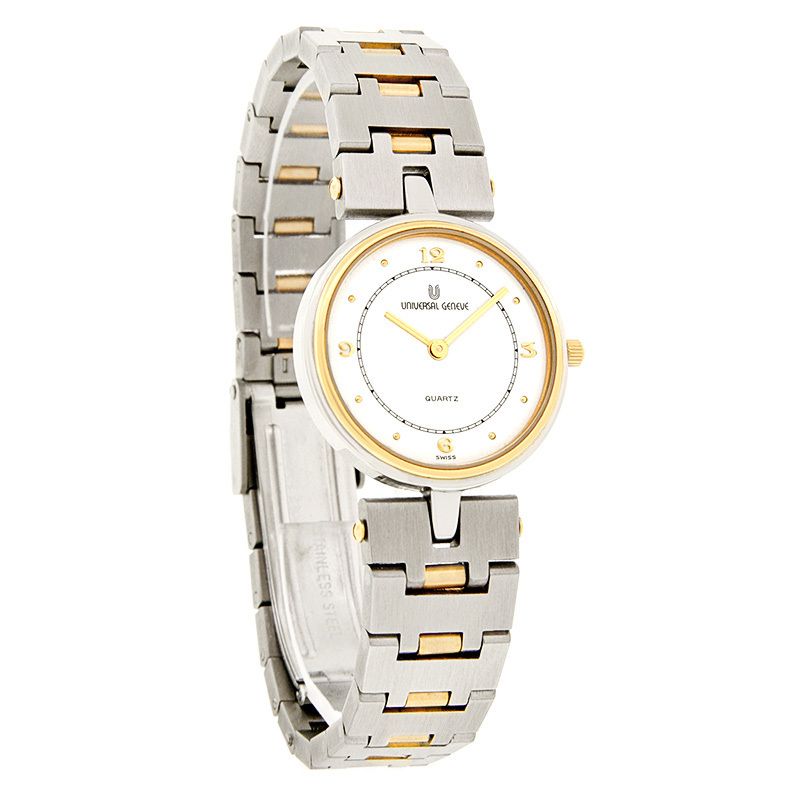 Universal Geneve Ladies White Dial Two Tone Bracelet Dress Swiss